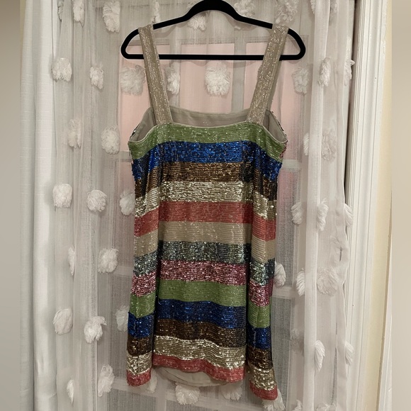 Not So Serious Sequin Dress - Shimmer Striped Mini Dress from Anthropologie - Picture 5 of 7